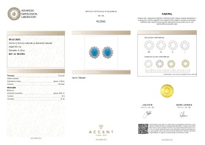 Certificat Gemologic Agl Cercei din argint cu turcoaz naturale și diamante naturale RC2591