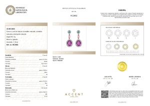 Certificat Gemologic Agl Cercei din argint cu zircon, turmaline, ametiste și diamante naturale RC2662