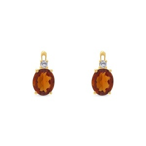 Cercei din aur de 14k cu citrine naturale de 3.14 ct și diamante naturale de 0.11 ct