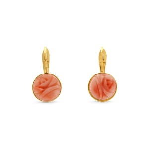 Cercei din aur de 14k cu coral roz