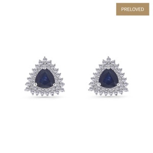 Cercei din aur de 14k cu diamante naturale de 0.40 ct și safire naturale de 1.00 ct