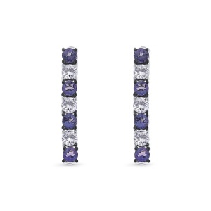 Cercei din aur de 14k cu tanzanite naturale de 0.60 ct și diamante naturale de 0.47 ct