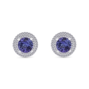Cercei din aur de 18k cu diamante naturale de 0.36 ct și tanzanite naturale de 2.45 ct