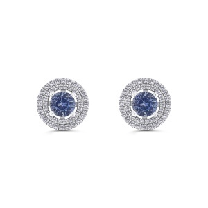 Cercei din aur de 18k cu safire naturale de 1.81 ct și diamante de 0.40 ct