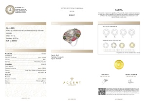 Certificat Gemologic Agl Inel din argint cu acvamarin natural, turmalină naturală și diamante naturale RI9917