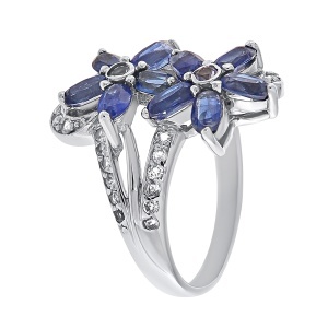 Inel din argint cu cianite și cubic zirconia