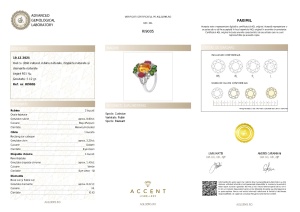 Certificat Gemologic Agl Inel din argint cu citrin natural, rubine naturale, diopside naturale și diamante naturale RI9005