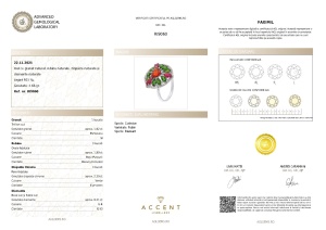 Certificat Gemologic Agl Inel din argint cu granat natural, rubin natural, diopsid chrome natural și diamante naturale RI9060