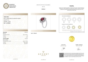 Certificat Gemologic Agl Inel din argint cu granat natural și diamante naturale RI9510