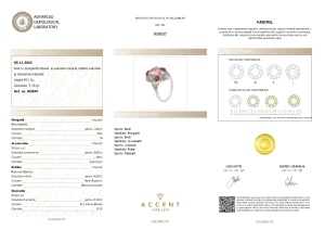 Certtificat Gemologic Agl Inel din argint cu morganit natural, acvamarin natural, rubine naturale și diamante naturale RI9807