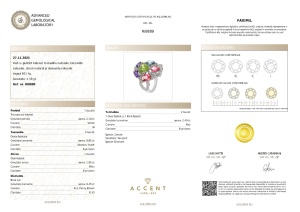 Certificat Gemologic Agl Inel din argint cu peridot natural, turmalină naturală, tanzanit natural, zircon natural și diamante naturale RI8889