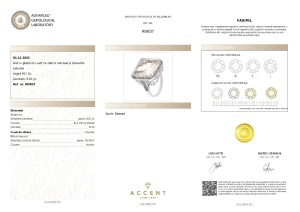 Certificat Gemologic Agl Inel din argint cu piatră de cuarț de stâncă naturală și diamante naturale RI9837