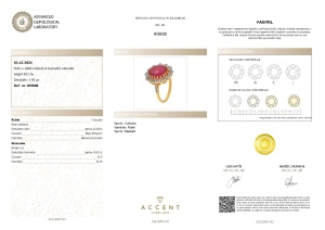 Certificat Gemologic Agl Inel din argint cu rubin natural și diamante naturale RI9808