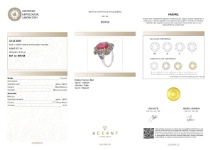Certificat Gemologic Agl Inel din argint cu rubin natural și diamante naturale RI9748