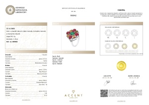 Certificat Gemologic Agl Inel din argint cu smarald natural, rubin natural, turmalină naturală și diamante naturale RI9042