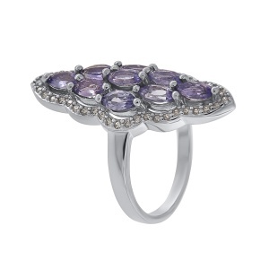 Inel din argint cu tanzanite și cubic zirconia