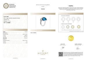 Certificat Gemologic Agl Inel din argint cu topaz natural și diamante naturale RI8808