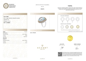 Certificat Gemologic Agl Inel din argint cu topaz natural și diamante naturale RI9876