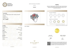 Certificat Gemologic Agl Inel din argint cu turmalină naturală, topaze naturale și diamante naturale RI9920
