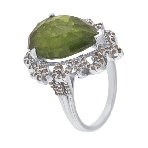 Inel din argint cu vezuvianit natural și diamante naturale