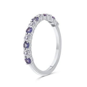 Inel din aur de 14k cu tanzanite naturale de 0.29 ct și diamante naturale de 0.28 ct
