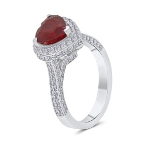 Inel din aur de 18k cu diamante naturale de 0.87 ct și rubin natural de 2.08 ct