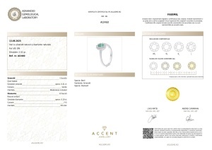 Certificat AGL GEMS Inel cu diamante naturale si smarald natural AI2460 aur 18k
