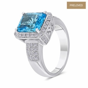 Inel din aur de 18k cu topaz natural de 3.38 ct și diamante naturale de 0.46 ct