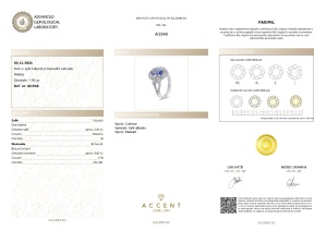 Certificat Gemologic Agl Inel din platina cu diamante naturale de 0.62 ct și safir natural de 2.04 ct AI1948