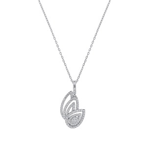 Lanț și pandantiv din argint cu CZ (Cubic Zirconia)