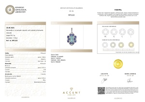 Certificat Gemologic Agl Pandantiv din argint cu acvamarin natural, safir natural și diamante naturale RP1122