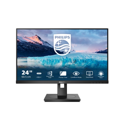 Monitor Philips 23.8", IPS, FHD 1920x1080, 100Hz, 4ms FlickerFree, Boxe 2Wx2, HA Pivot, HDMI, DisplayPor,t DaisyChain, USB hub, USB-C, RJ45, 243S1/00