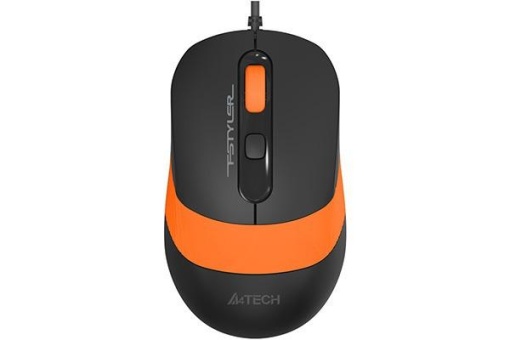 Mouse A4tech cu fir, interfata USB, rezolutie 1600 DPI, dimensiuni 108 x 64 x 35 mm, negru/portocaliu