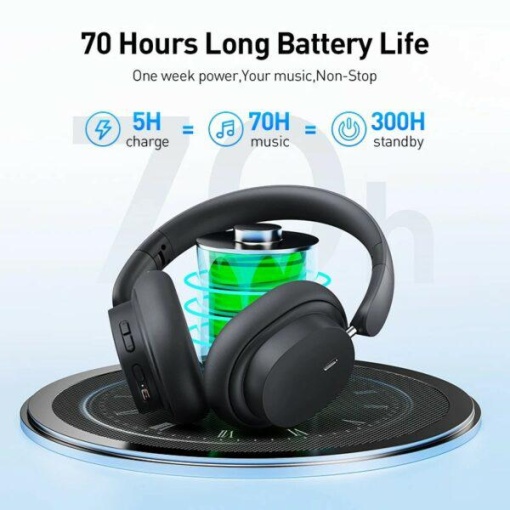 Casti Baseus Bowie D05, pentru smartphone, wireless, utilizare multimedia, bluetooth 5.3, microfon pe casca, negru
