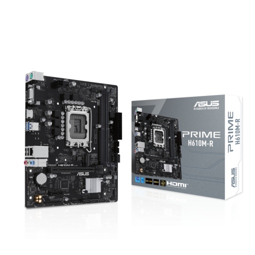 Placa de Baza ASUS PRIME H610M-R LGA1700, 2x DDR5, 1x DP 1x VGA 1x HDMI, 1x PCIE 4.0 x16 1x PCIE 3.0 x1, 1x M.2, 4x SATA 6GB/s, mATX