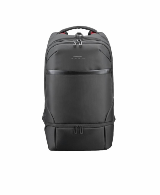 Rucsac notebook Serioux, SMART TRAVEL ST9588, dimensiuni: 32 x 19 x 46 cm, rezistent la apa, compartimente multiple, compartiment separat pentru notebook: max. 15.6", bretele ajustabile, port de încărcare USB, buzunar ascuns la spate, material poliester