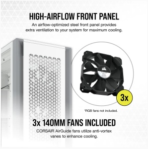 Carcasa Corsair 7000D AIRFLOW, RGB, Full Tower, White - Img 2