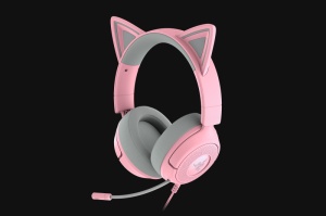 Casti Razer Kraken Kitty V3 X, frecventa raspuns 20 Hz – 28 kHz, sensibilitate 98 dBSPL / mW at 1 kHz by HATS si microfon unidirectional, sensibilitate microfon -42 ± 3 dBV / Pa, 1 kHz, roz
