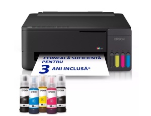 EPSON L1350 CISS COLOR INKJET PRINTER, Format: A4, Color, Functii: imprimare, Viteza printare: 33ppm mono, 15ppm color, Rezolutie printare: 5.760 x 1.440 DPI, Cpacitate hartie: 100 coli, Interfata: USB, Wi-Fi Direct, Dimensiuni: 361 x 317 x 152 mm,