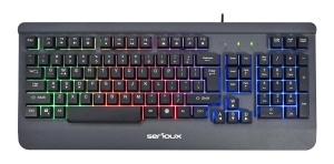Kit Gaming Serioux Kayel 4 in 1, Tastatura de gaming, 104 taste, 19 taste Anti-ghosting , design slim, iluminare rainbow, structura metalica gri, taste negre + design cu palm rest, cablu USB 1.5M PVC, plug and play; Mouse gaming, senzor Sunplus 199, - Img 3