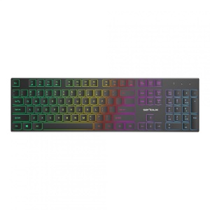 Tastatură office cu iluminare * Mod: USB cu fir * Număr tastă: 104 * Material: ABS * Culoare: Negru * Layout: SUA * Tip interfață: USB * Dimensiune: 438*126*26 mm * Compatibil cu Windows 2000/XP/Vista/Windows7/8/10/Mac - Img 2