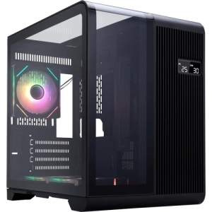 Carcasa 1stPLAYER Gaming RT5-bk, afisaj digital, 3 ventilatoare aRGB infinity efect plus PWM, telecomanda, Micro-ATX, negru