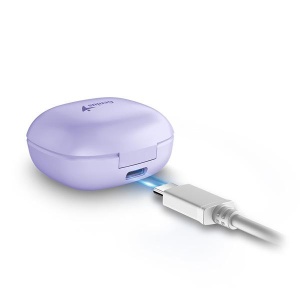Casti Genius HS-M905BT, TWS, wireless, intraauriculare - butoni, pt smartphone, microfon pe casca, conectare prin Bluetooth 5.3, violet, USB-C - Img 3