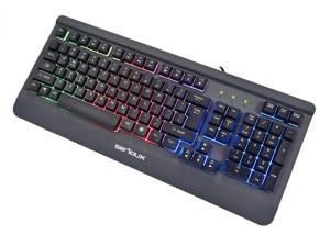 Kit Gaming Serioux Kayel 4 in 1, Tastatura de gaming, 104 taste, 19 taste Anti-ghosting , design slim, iluminare rainbow, structura metalica gri, taste negre + design cu palm rest, cablu USB 1.5M PVC, plug and play; Mouse gaming, senzor Sunplus 199, - Img 4