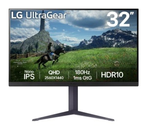 Monitor LG 31.5" 32GS85Q-B.AEU, Diagonal (inch): 31.5, Diagonal (cm): 80, Aspect ratio: 16:9, Panel: IPS, Resolution: 2560x1440, Refresh Rate: 180Hz, Response time GtG: 1ms, Brightness (max): 350 cd/m², Contrast (static) : 1000:1, Viewing angle: