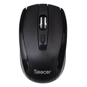Mouse Spacer PC sau NB, wireless, 2.4GHz, optic, max.1600 dpi, butoane/scroll 4/1, rezolutie selectabila, buton ON/OFF, 2 baterii AAA incluse, negru, - Img 2