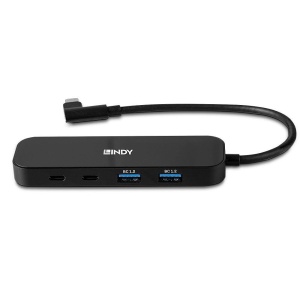 Hub Lindy 4 porturi, interfata USB 3.2 Gen2, latime de banda suportata 10 Gbps, power delivery 3.0 pana la 100W (20V 5A), chipset VL102+, GL3590, negru - Img 2