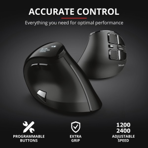 Mouse Trust Voxx, Rechargeable Ergonomic Wireless, negru - Img 10