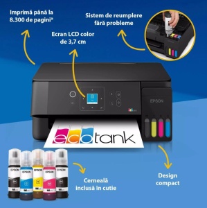 Multifunctional inkjet Epson EcoTank L3360, CISS, format A4, Color, USB + WIFI - Img 4