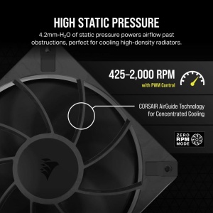 Ventilator Carcasa CORSAIR RS120 MAX THICK 120mm , viteza 2000 RPM +/- 10%, Airflow: 16.5-72 CFM, Presiune Statica: 0.22-4.2 mm-H2O, Nivel de zgomot: 29.5dBA - Img 7